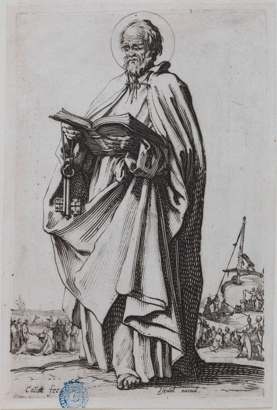 Les Grands Apôtres, Saint Pierre. Quatrième numéro d'une suite de 16 pièces (Lieure 1300, Meaume 107)