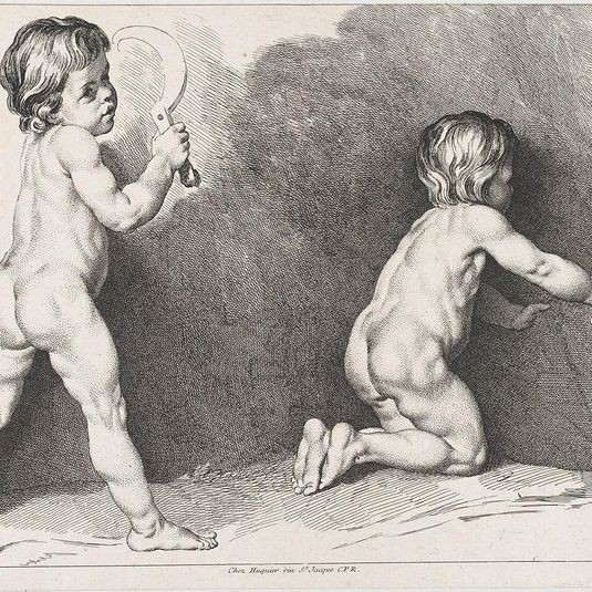 Two nude children standing; from New Book of Children