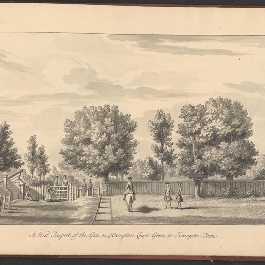 A Volume of ten drawings of Hampton Court taken by the life - A West Prospect of the Gate on Hampton Court Green to Hampton Town