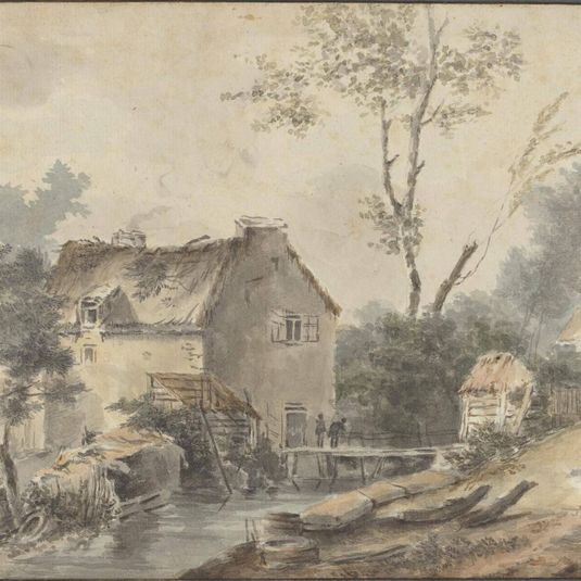 Mill with Bridge and Figures