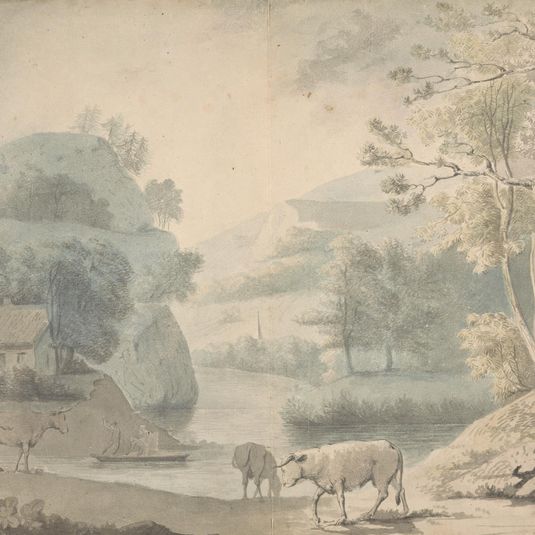 Landscape Study of a River Valley with Cattle in the Foreground