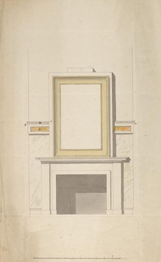 Cobham Hall, Kent: Elevation of Fireplace and Overmantel