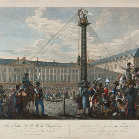 La descente de la statue de Napoléon 1er du haut de la colonne Vendôme, le 8 avril 1814