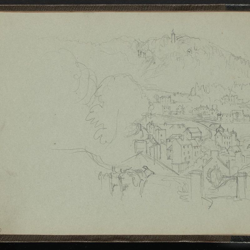 Sketch of a Town in a Valley, with Artist's Notes