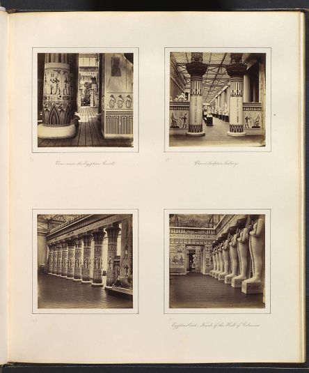 [View Across the Egyptian Court; View through Egyptian Columns into Classical Sculpture Gallery; Side View of Egyptian Colonnade; Facade of the Hall of Columns]