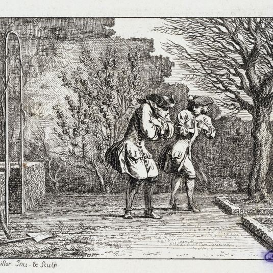 Vignettes Fables de La Motte. Le pêcher et le mûrier (Liv. IV, fable 2)
