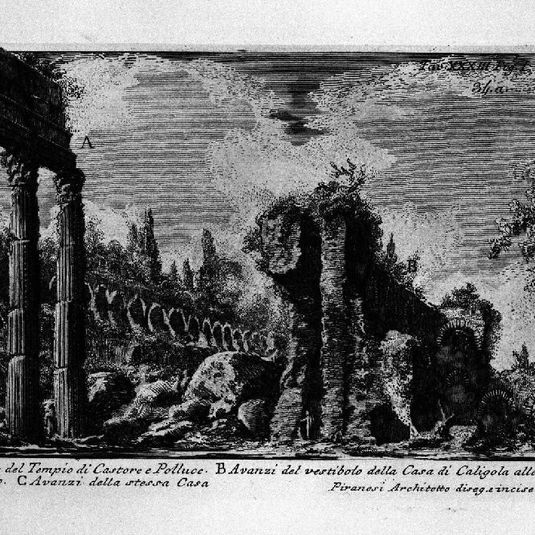 The Roman antiquities, t. 1, Plate XXXIII. Ruins of the temple of Castor and Pollux.