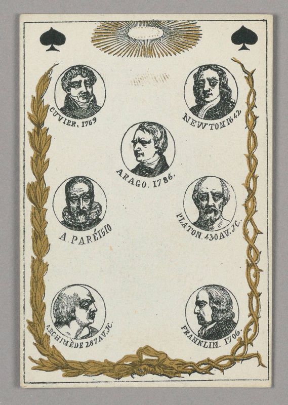 Great Scientists, Playing Card from Set of "Cartes héroïques" or "Des grands hommes"