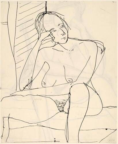 Untitled [seated nude resting her head upon her right hand] [verso]