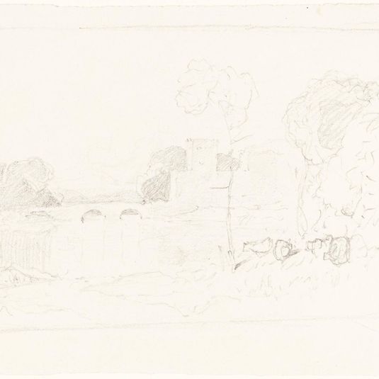 Landscape Sketch with Bridge and Castle