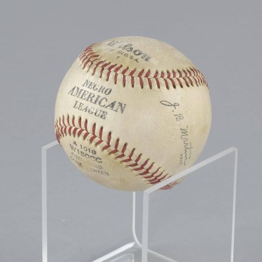 Baseball stamped with the Negro American League logo
