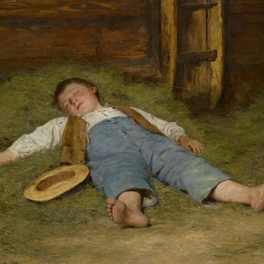 Boy Asleep In The Hay
