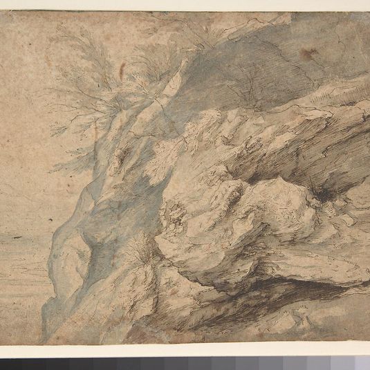 Study of the Side of a Rocky Cliff (recto); Dam on a Mountain Stream (verso)