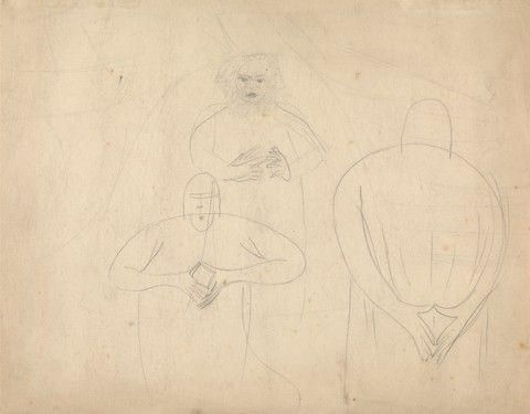 Study of Three Figures for "Adoration of Old Men"