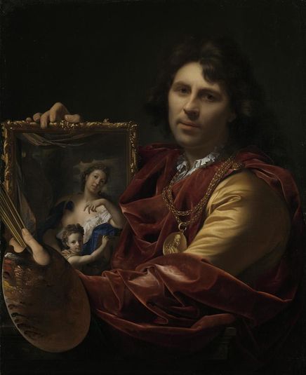 Zelfportret met het portret van zijn vrouw Margaretha van Rees en hun dochtertje Maria