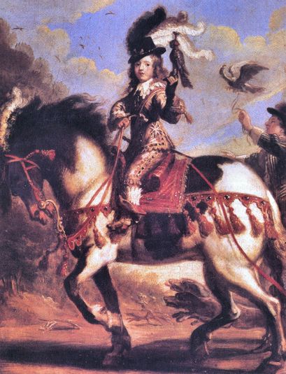 Portrait équestre du jeune Louis XIV partant pour la chasse