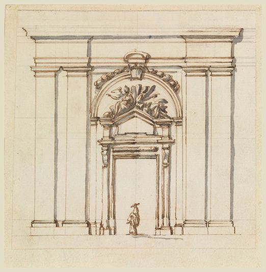 Design for the section of a part of a wall with a doorcase