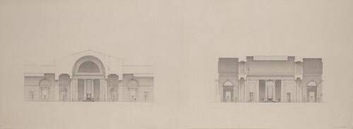 Early Studies:  Sections through Central Hall; Scheme without Dome