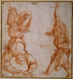 Two Studies of a Man Suspended by His Left Leg by Andrea del Sarto