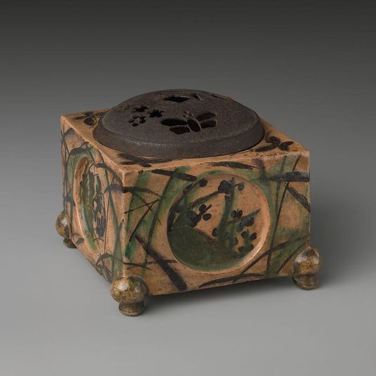 Incense Burner (kōro) with Design of Grasses, Cherry Blossoms and Butterflies