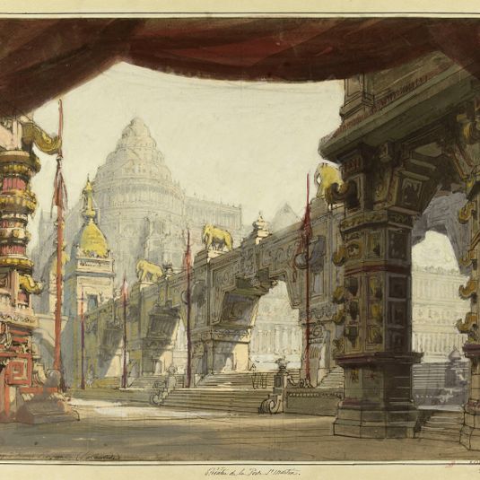 Projet de décor pour le "Voyage à travers l'impossible" au théâtre de la porte Saint-Martin, en 1882
