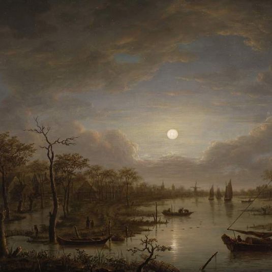 River scene by moonlight