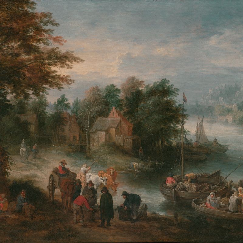 River with people and cattle