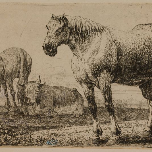Deux chevaux et deux boeufs (Bartsch 4)