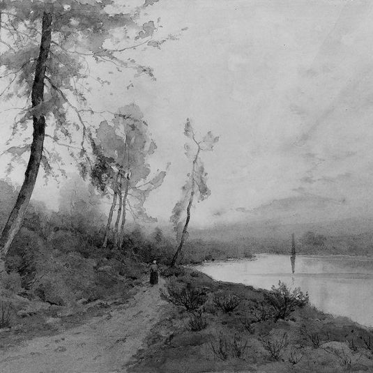 Woman Walking beside a River