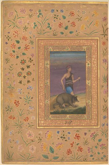 "Dervish Leading a Bear", Folio from the Shah Jahan Album
