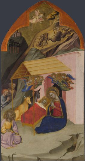 The Nativity with the Annunciation to the Shepherds and the Adoration of the Shepherds: Upper Tier Panel