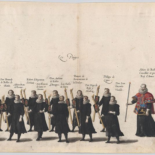 Plate 54: The pages marching in the funeral procession of Archduke Albert of Austria; from 'Pompa Funebris ... Alberti Pii'