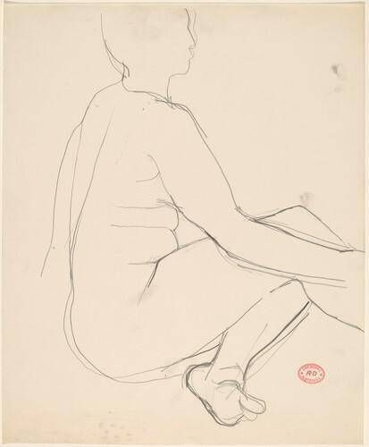 Untitled [seated female nude with left leg tucked under]