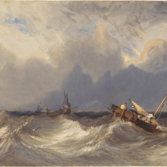 Fishing Boats Tossed before a Storm