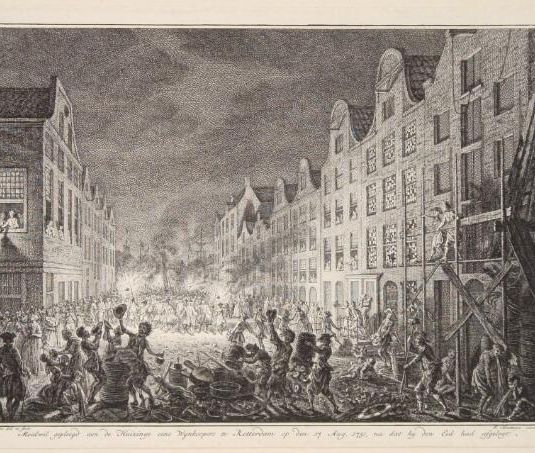 'Moedwil gepleegd aen de Huizinge eens Wijnkoopers te Rotterdam op den 17 Aug. 1751, na dat hy den Eed had afgelegt.'