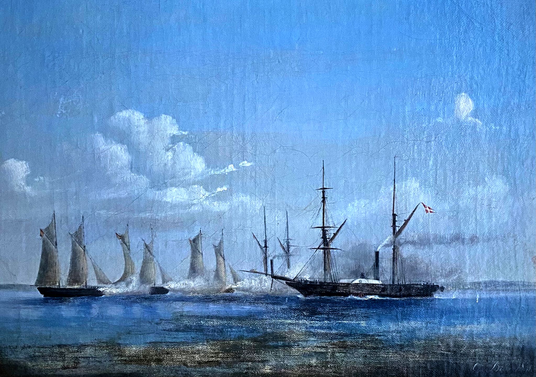 The warship Hekla in battle with German gunboats, 16 August 1850