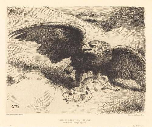 Aigle Liant un Lièvre (An Eagle Pouncing on a Hare)