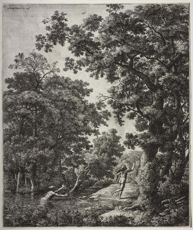 Six large upright landscapes with scenes from Ovid's Metamorphoses: Alpheus and Arethusa