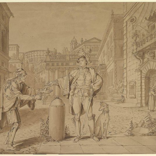 Nobleman Giving Alms to Beggar in Piazza near the Coliseum