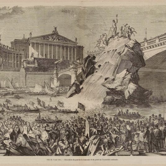 Fête du 4 mai 1851. - Décoration du Pont de la Concorde et du Palais de l'Assemblée nationale.