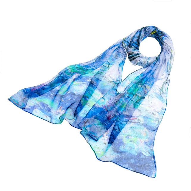 Claude Monet Water Lily - 100% Pure Silk Scarf Signare Tapestry