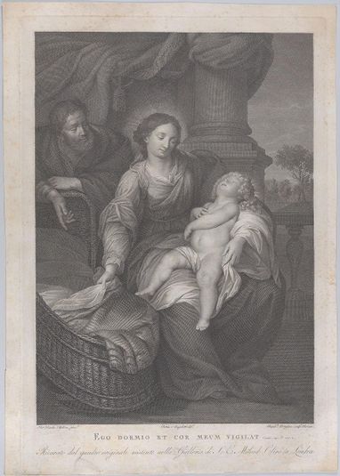 The Holy Family, with the Christ child asleep in the Virgin's lap