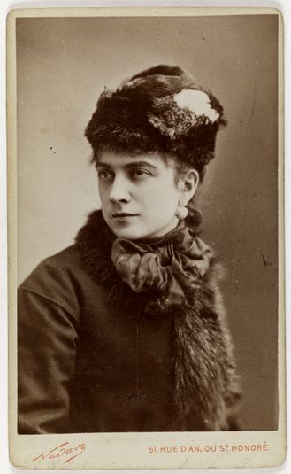 Portrait de Caroline Munst (-1909), dite Lina Munte, actrice de théâtre.