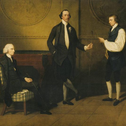 Reverend Charles Everard Booth DD (c.1726-1792), Captain Griffith Booth, RN, and an Unidentified Man playing Billiards