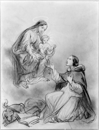 La Vierge et l'Enfant donnent le rosaire à saint Dominique