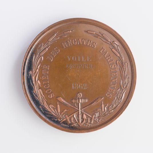 Médaille à l'équipier en voile décernée par la société des régates parisiennes, 1862