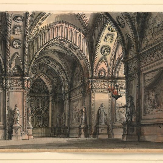 Stage Design, A Queen's Apartment from the ballet "Il Conte d'Essex" by Gaetano Gioja, first performed at La Scala in 1818