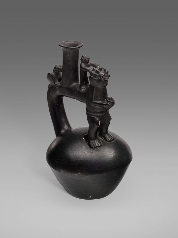 Vessel Depicting a Standing Figure with an Attendant
