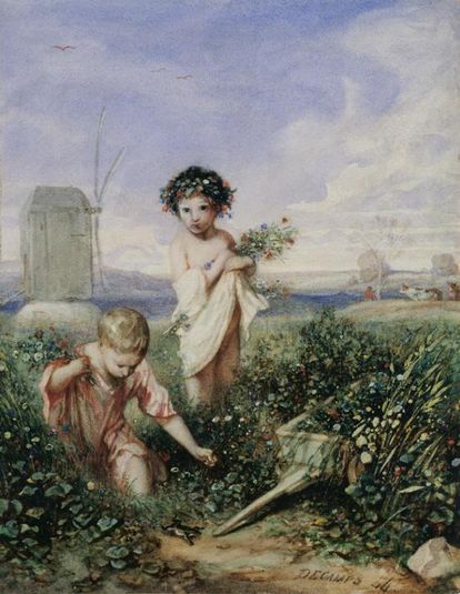 Children gathering Flowers