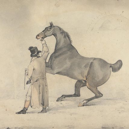 Groom with a Rearing Horse